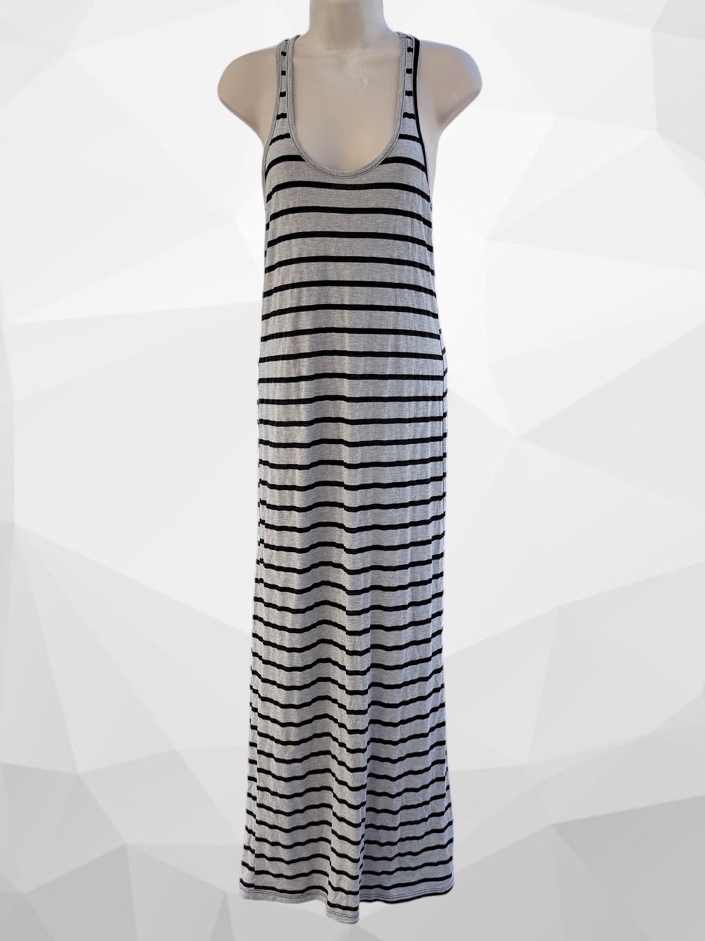 Kirra Y2K Gray & Black Striped Racerback Scoop Neck Knit Maxi Dress ~ Women’s S